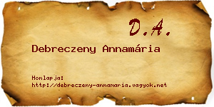 Debreczeny Annamária névjegykártya