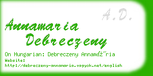 annamaria debreczeny business card